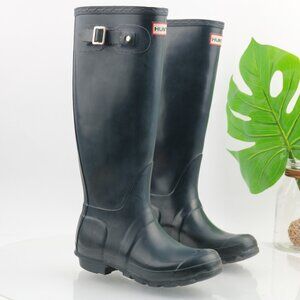 Hunter Womens Original Rain Boot Size 5 Tall Navy Blue Wellie Waterproof Pull On